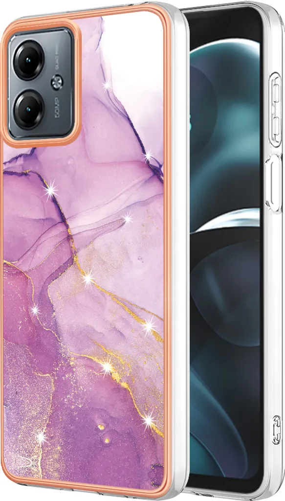 Custodia per Motorola Moto G14, sottile marmo antiurto custodia morbida TPU paraurti Rosa