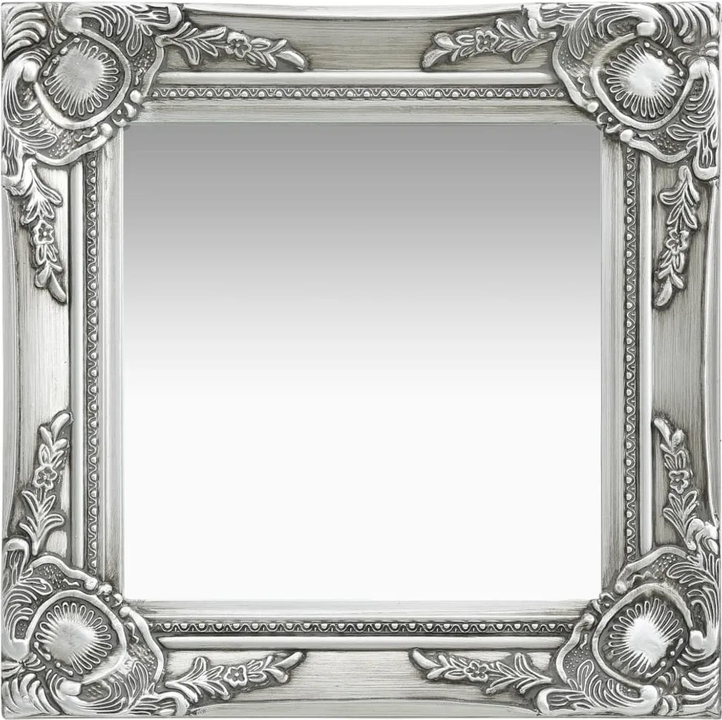 Specchio Argento Barocco 40x40 per Bagno e Camera - Cornice Intagliata