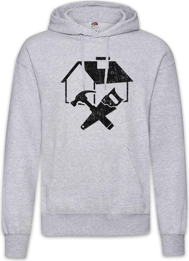 Urban Backwoods House Builder, Herren Hoodie, Farbe: Hellgrau, Größe: S