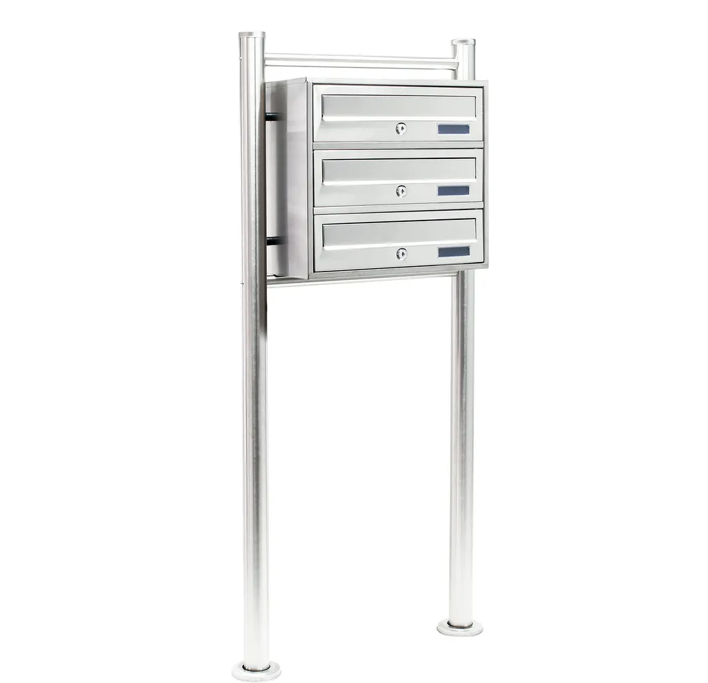Boîte aux Lettres Triple en Acier Inoxydable Wiltec avec Pieds Robustes