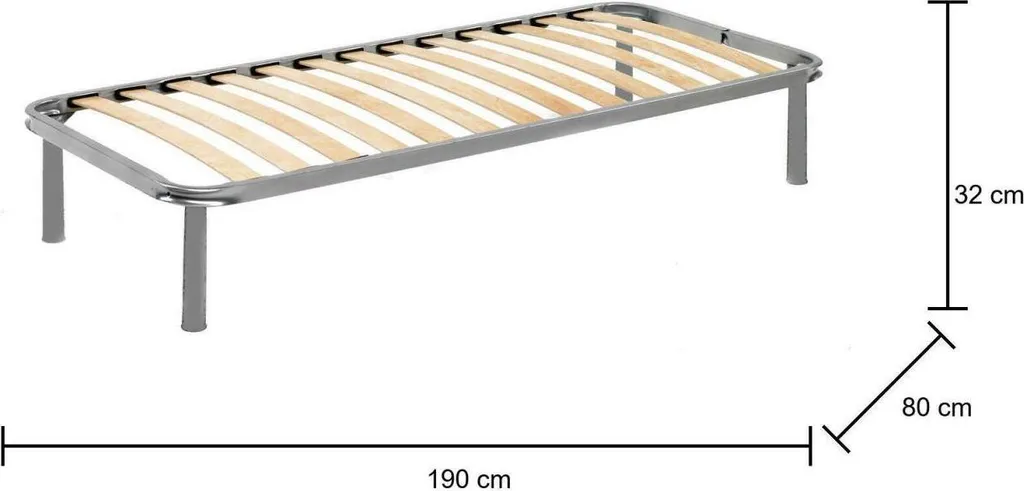 Lit Simple Agos 80x190 cm Gris - Fabrication Italienne de Qualité
