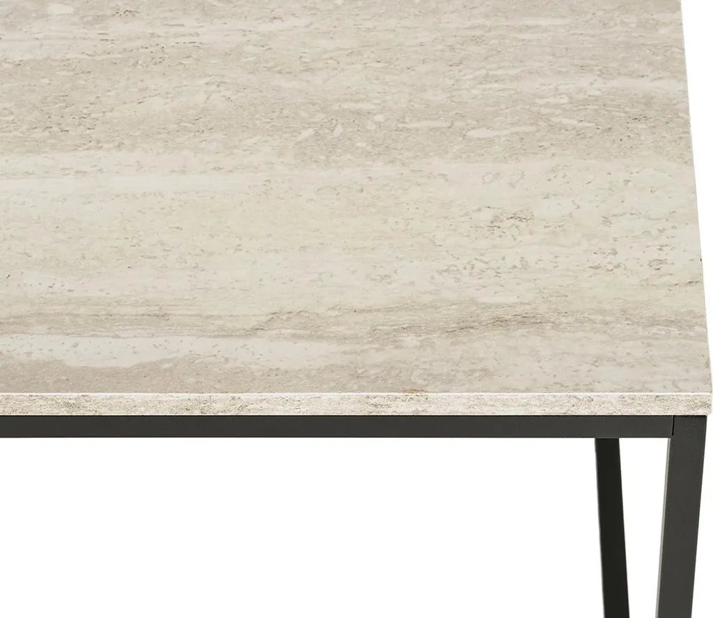 Table basse Maya Lisa Design plateau effet travertin beige 90 cm