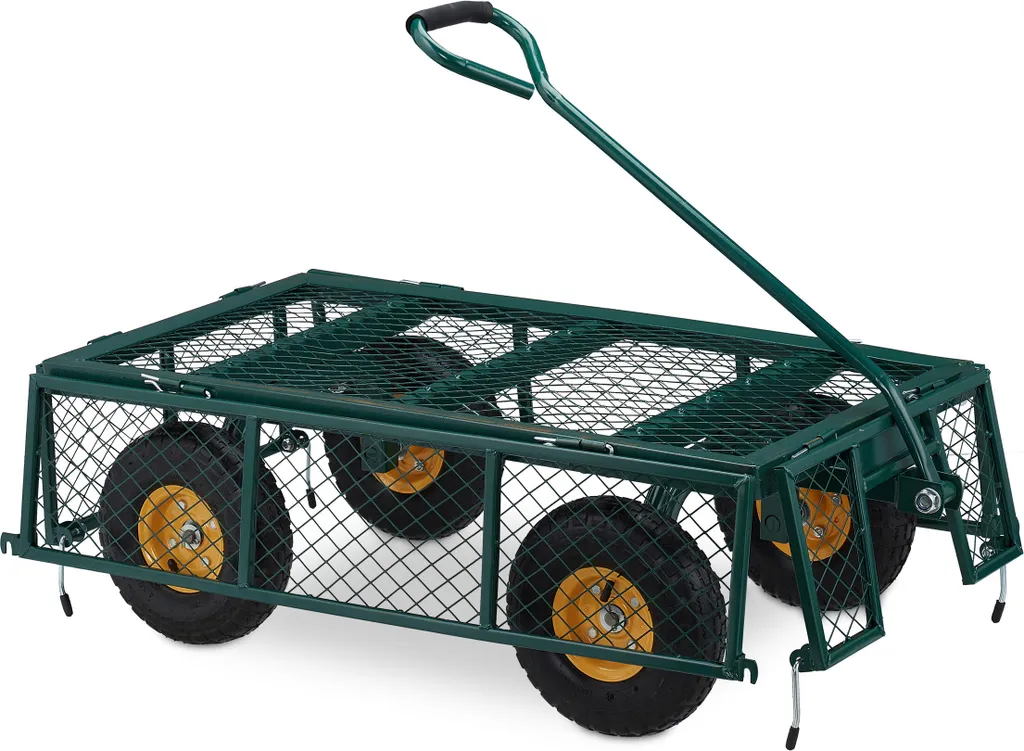 Carrello a Mano Relaxdays Acciaio: Carretto Trasporto Carichi Pesanti 200kg