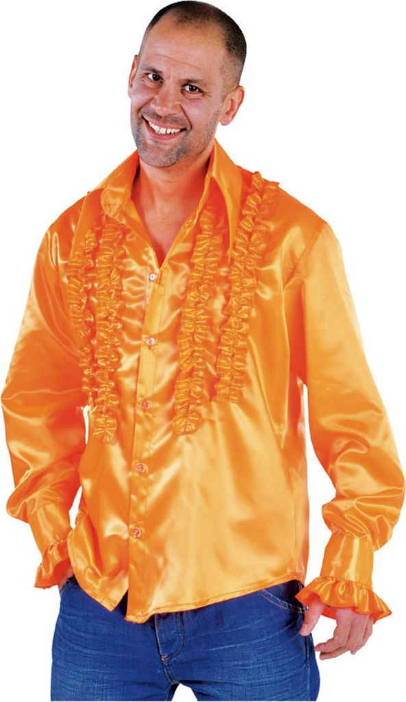 M213221-27-L orange Herren Rüschenhemd Discohemd Gr.L=56