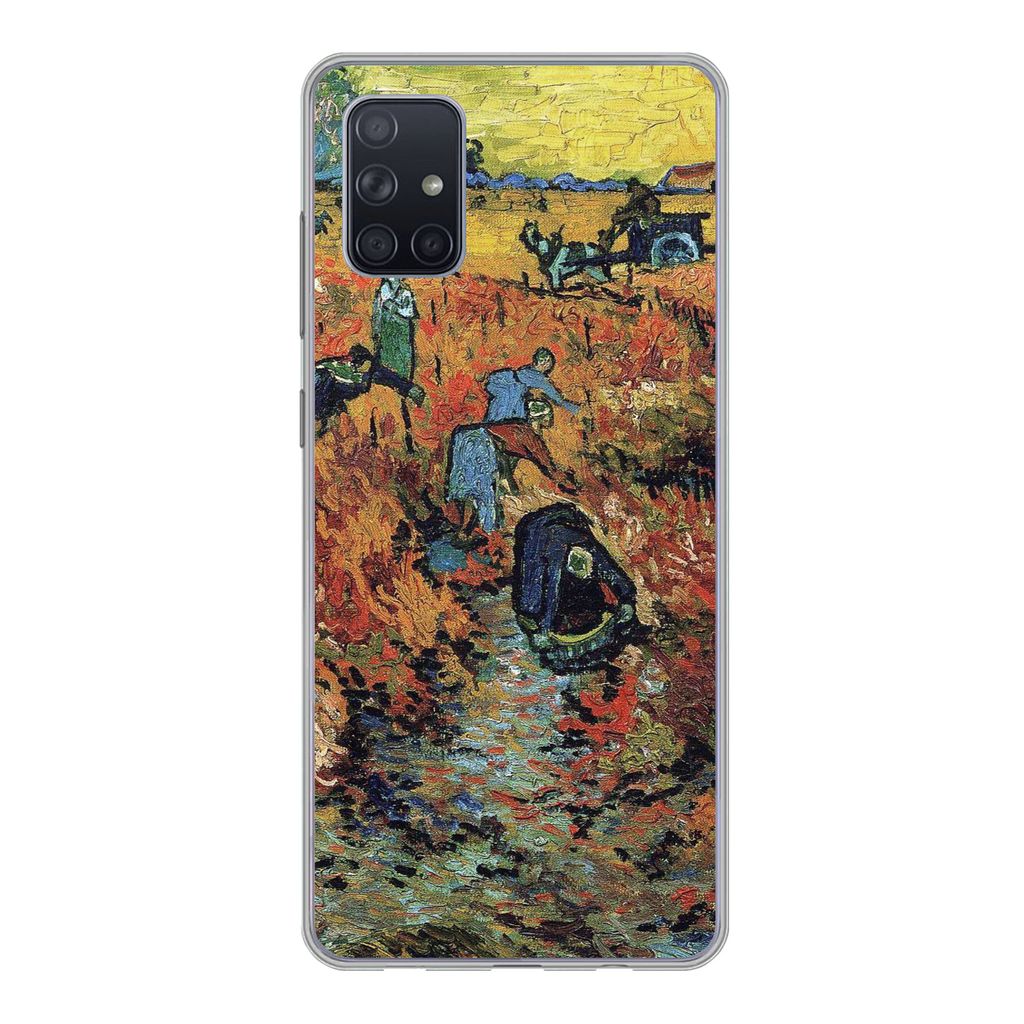 MuchoWow Handyhülle Schutzhülle Hülle für Samsung Galaxy A71 Der rote Weinberg - Vincent van Gogh Silikon Softcase Handy Hülle - Kartenbesitzer