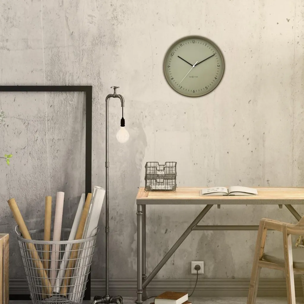 NeXtime 3543KI Berlin L Horloge Murale Verte 40cm Design Industriel