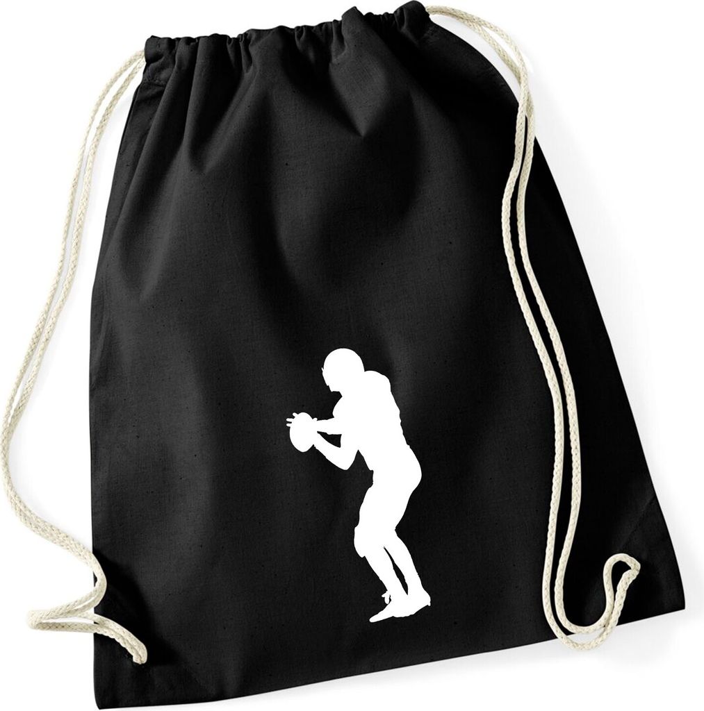 Huuraa Turnbeutel American Football Silhouette 12 Liter Black Baumwolle Rucksack Geschenkidee