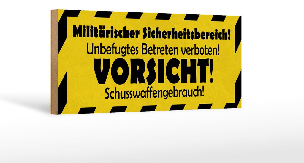 Holzschild 27x10cm Militärischer Sicherheitsbereich