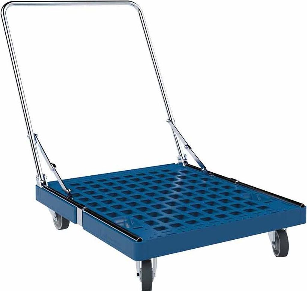 Rollplatte mit Schiebebügel, Rollen ø 100 mm, 724 x 815 x 190 mm, 300 kg, Schwarz