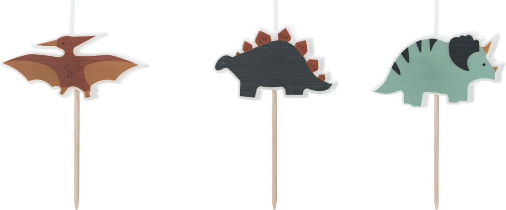 Geburtstagskerzen Dinosaurier 3cm Grün / Braun