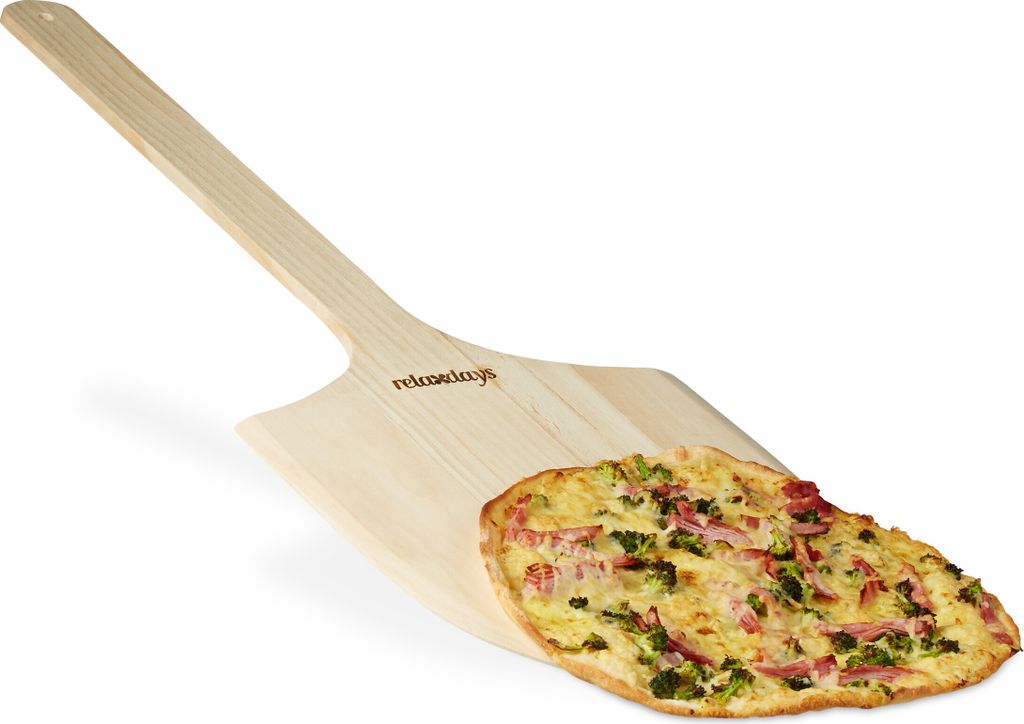 Relaxdays Paletta per pizza XXL, in legno, manico extra Immagine del prodotto 