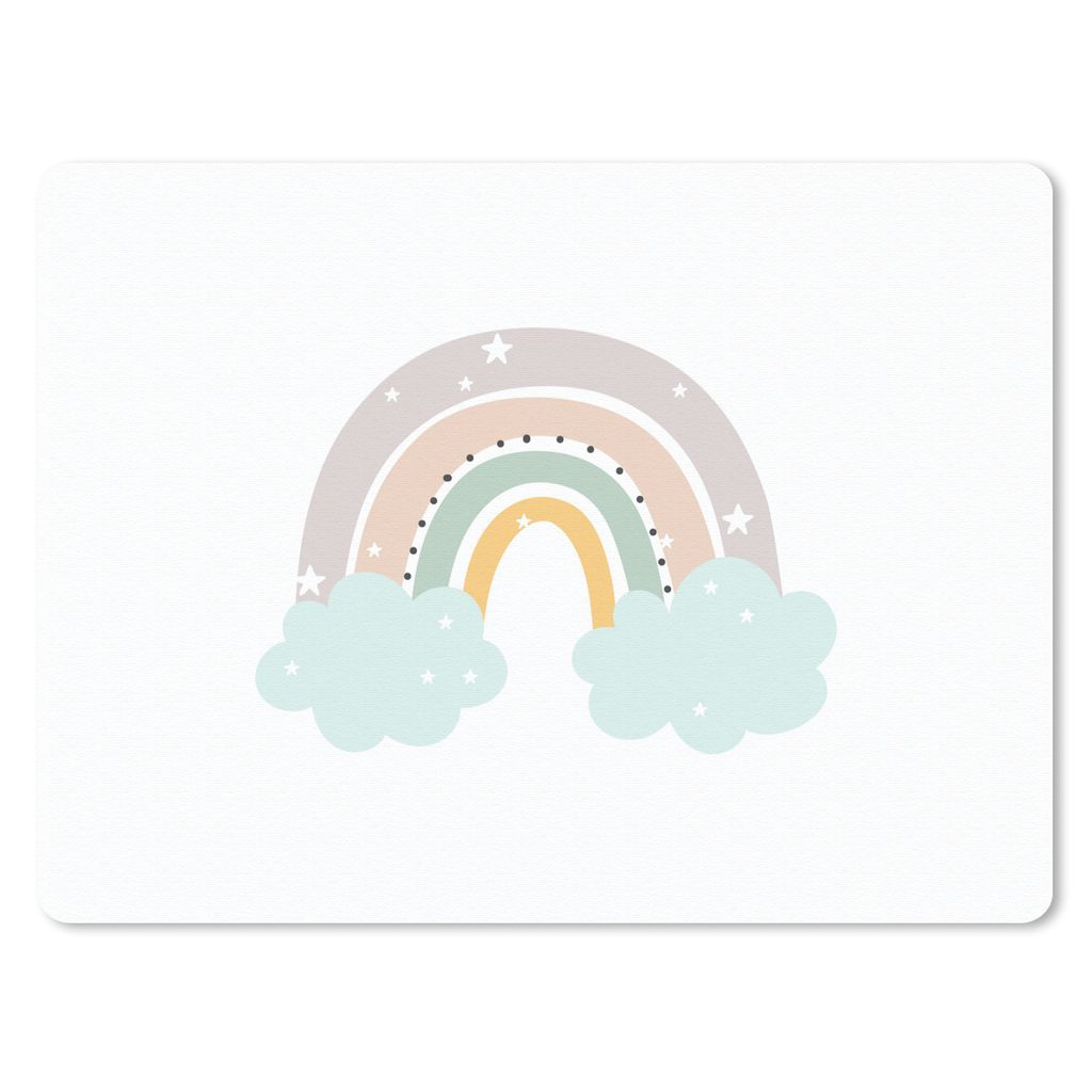 MuchoWow Mauspad Mousepad Regenbogen - Sterne - Punkte - Wolken - Kinder 40x30 cm - Mousepads - Maus Mat - Pad - Mausunterlage - Anti Rutsch