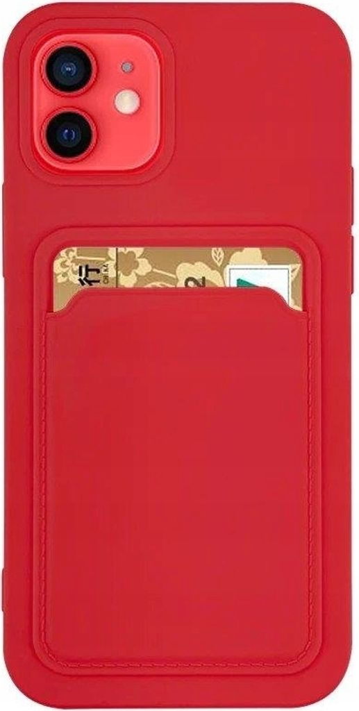 Card Case Silikon Wallet Case mit Kartenfach und Dokumenten für Xiaomi Redmi Note 10 / Redmi Note 10S rot