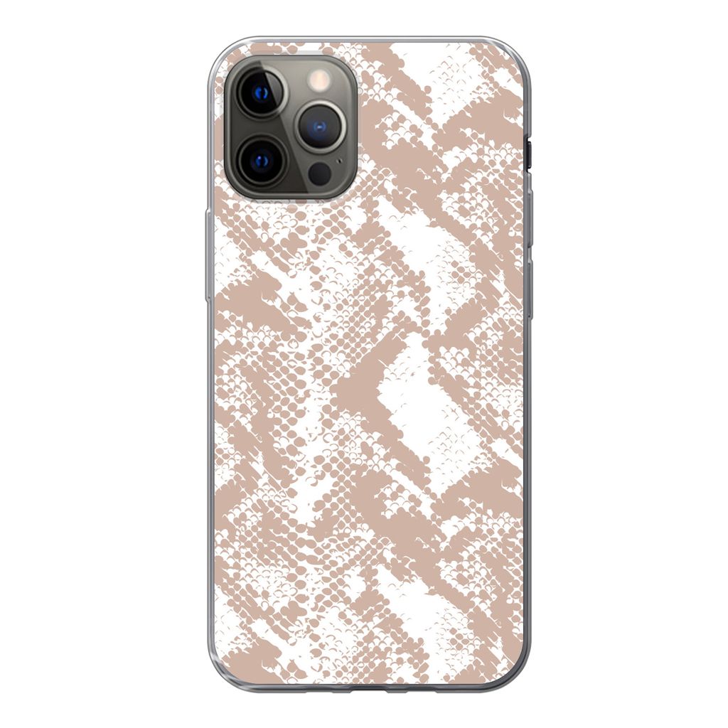 MuchoWow Handyhülle Schutzhülle Hülle für iPhone 12 Pro Schlangendruck - Formen - Pastell Silikon Softcase Handy Hülle - Abdeckung