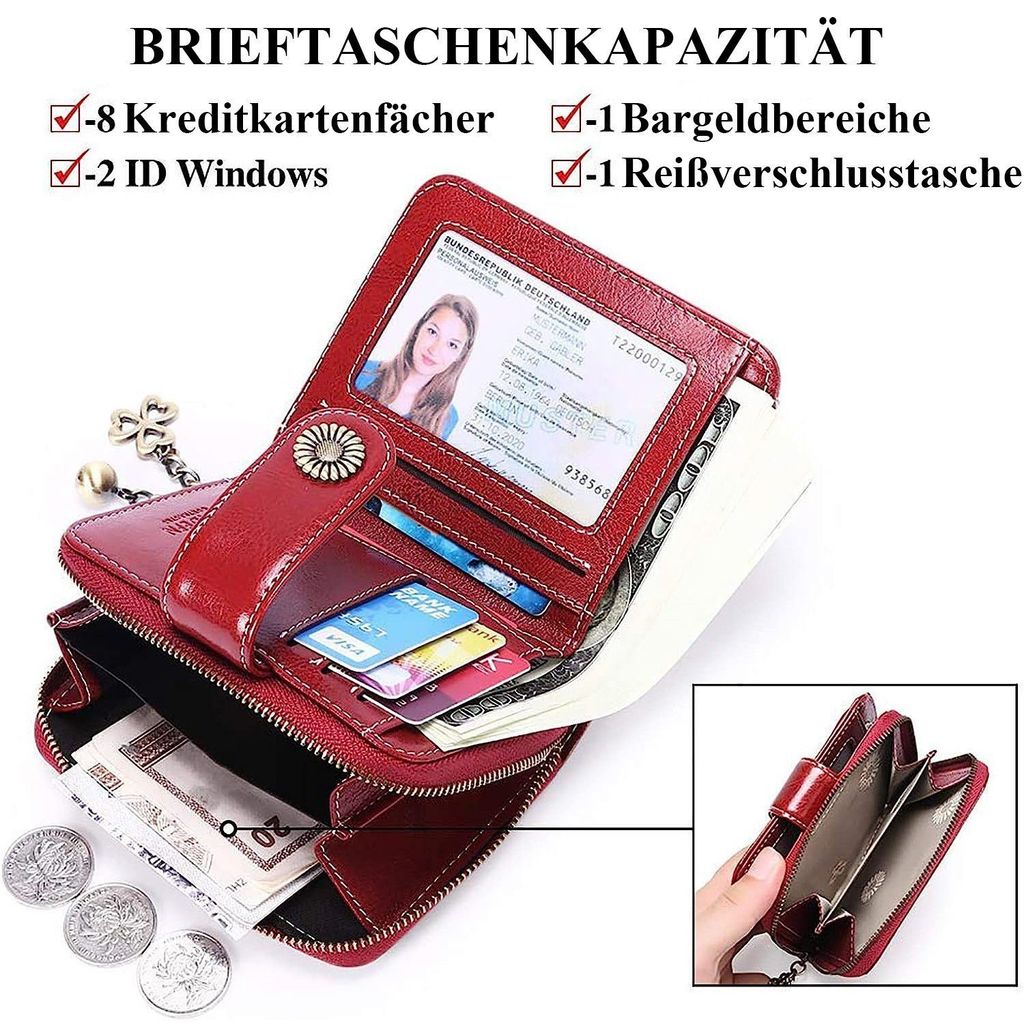 Golden Head Geldbörse Wallet, Aus Echtem Leder Mit RFID-Blocker Schutz