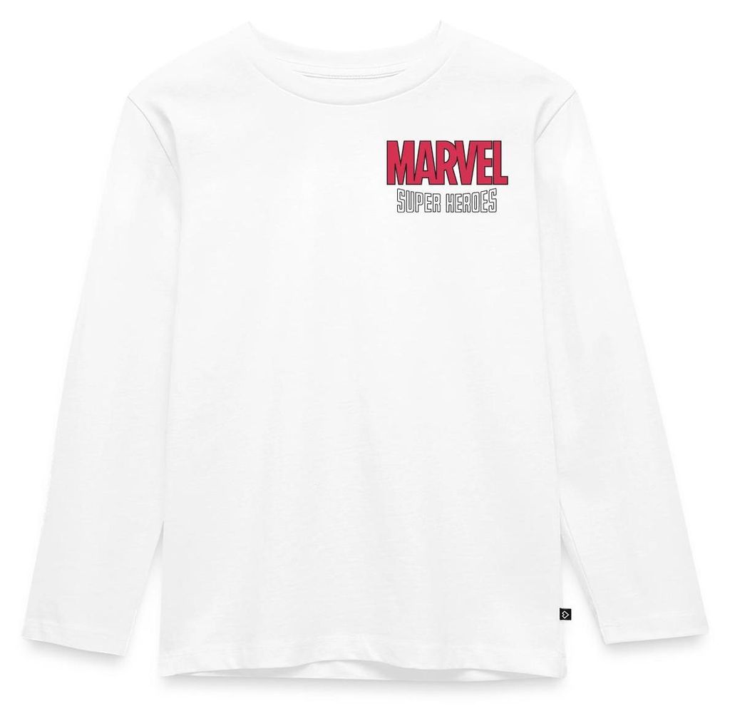Spreadshirt Avengers Marvel Superhelden Chest- Und Backprint Kinder Premium Langarmshirt, 122/128 (6 Jahre), Weiß