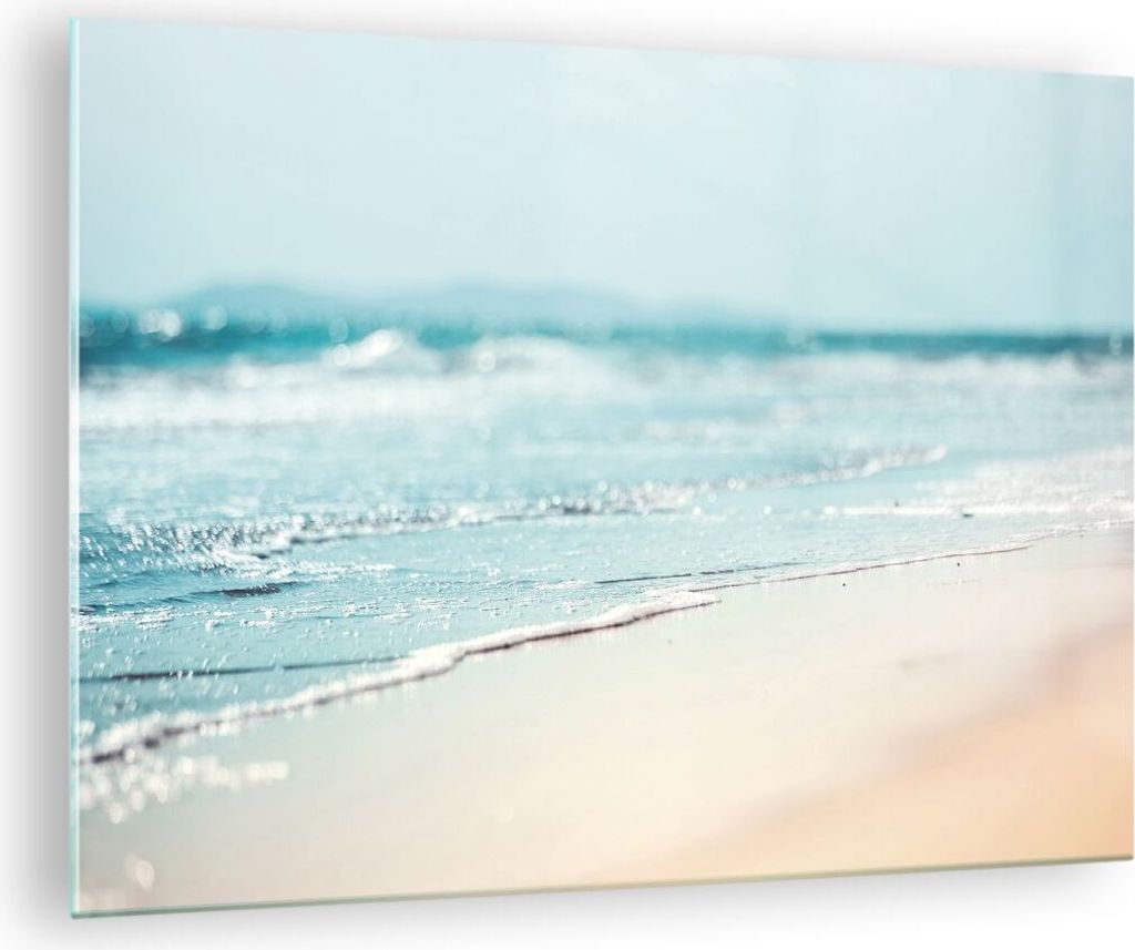 Bilder auf glas - Einteilig - Kante Welle Wasser - 70x50cm - Glasbilder - Wandbilder - Bilder - zum Aufhängen bereit - Wanddekoration aus Glas - G...