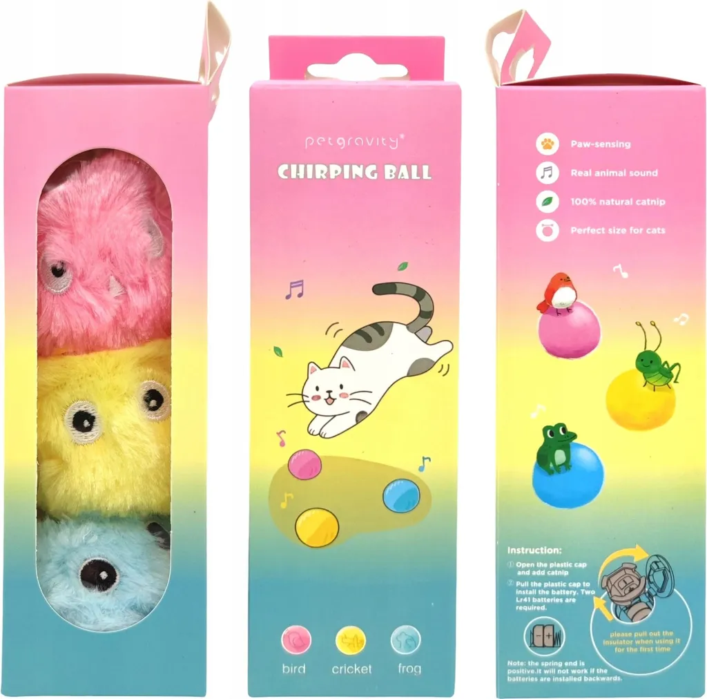 Balle Chat Interactive avec Sons Naturels et Herbe à Chat Intégrée x3 - 14
