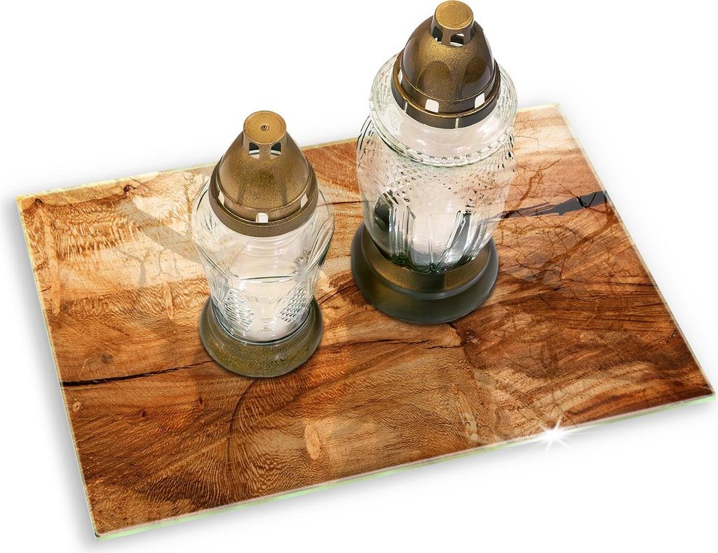 Unterlage für Kerzen Minimalistisch Glas Gummifüße - 80x52 cm - Holzbrettstruktur