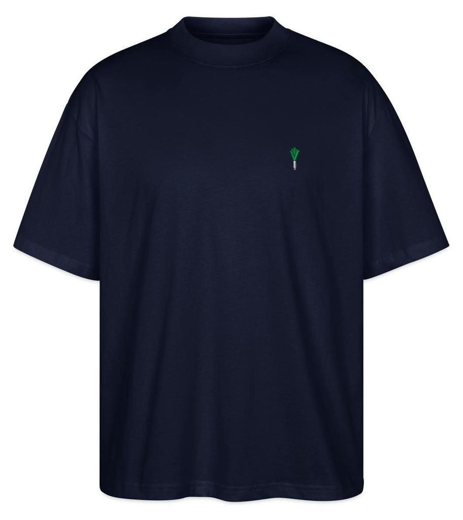 Spreadshirt Stickmotiv Lauch Mit Humorvollem Gemüse Motiv Oversize Uni T-Shirt, XS, Navy