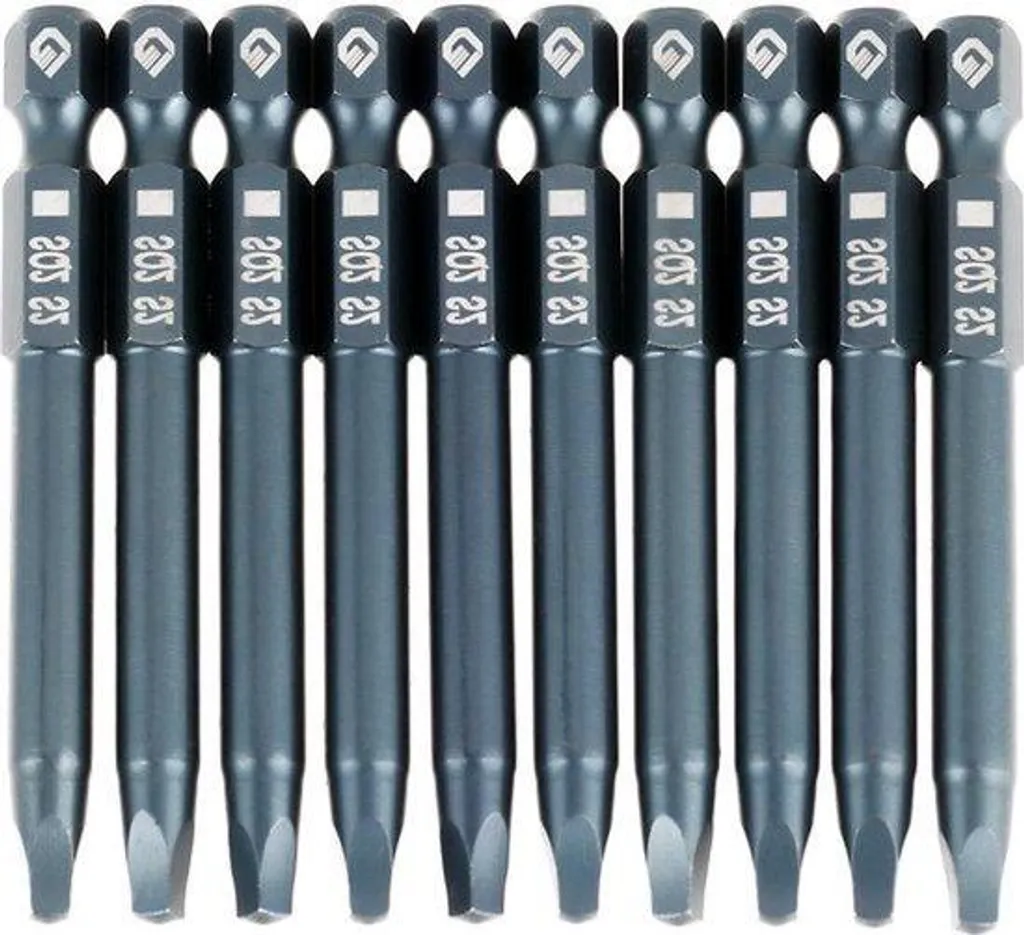 Jeu d'embouts carrés 1/4 pouce pour visseuse sans fil - Acier S2 - 10 pcs