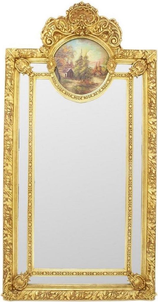 Casa Padrino Barock Spiegel Gold 110 x H. 210 cm - Prunkvoller Wandspiegel im Barockstil - Antik Stil Garderoben Spiegel - Wohnzimmer Spiegel - Bar...