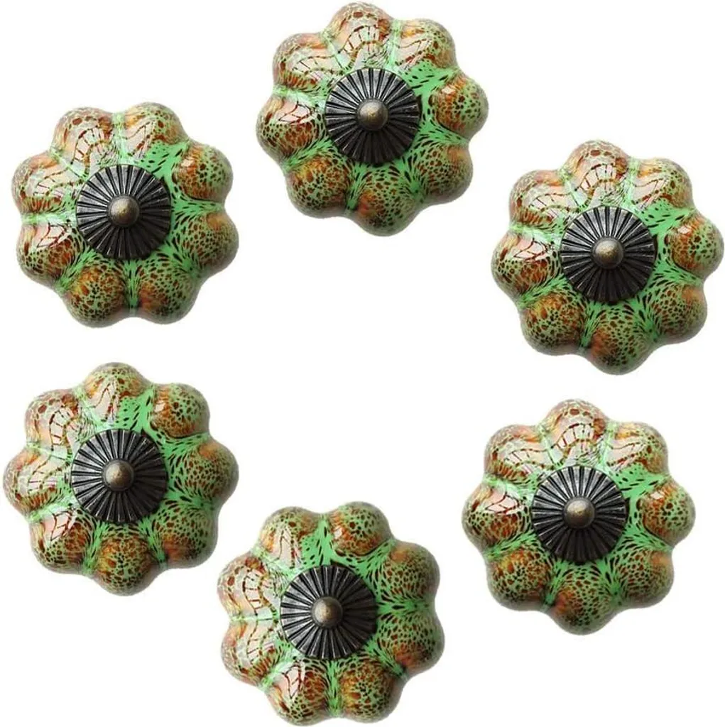 Poignée de porte citrouille verte en céramique durable - Lot de 1 pièce
