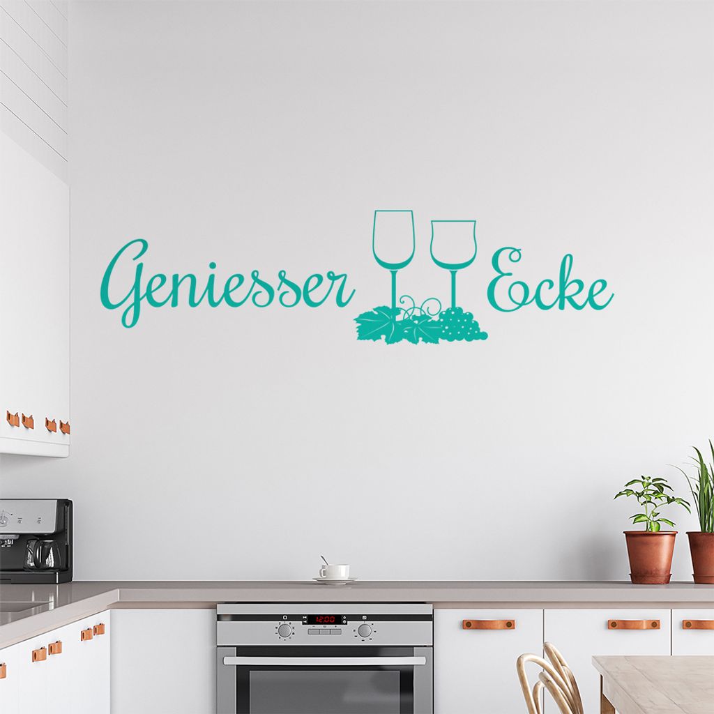 Geniesser Ecke Gläser Wandtattoo in 6 Größen - Wandaufkleber Wall Sticker - Dekoration, Küche, Wohnzimmer, Schlafzimmer, Badezimmer