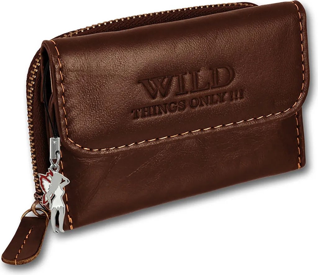 Wild Things Only: Mini Portafoglio Marrone Pelle con Ciondolo Fata