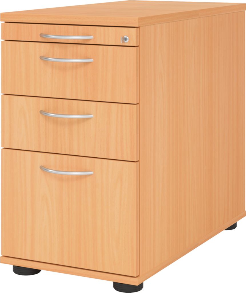 bümö office Standcontainer - mit Hängeregistratur - Nachbildung: Buche, Griff: Bogengriff (Metall)