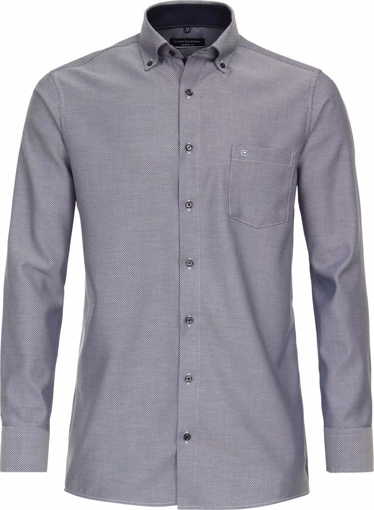CASAMODA Herren Businesshemd Langarm Button-Down Comfort-Fit Blau strukturiert 42