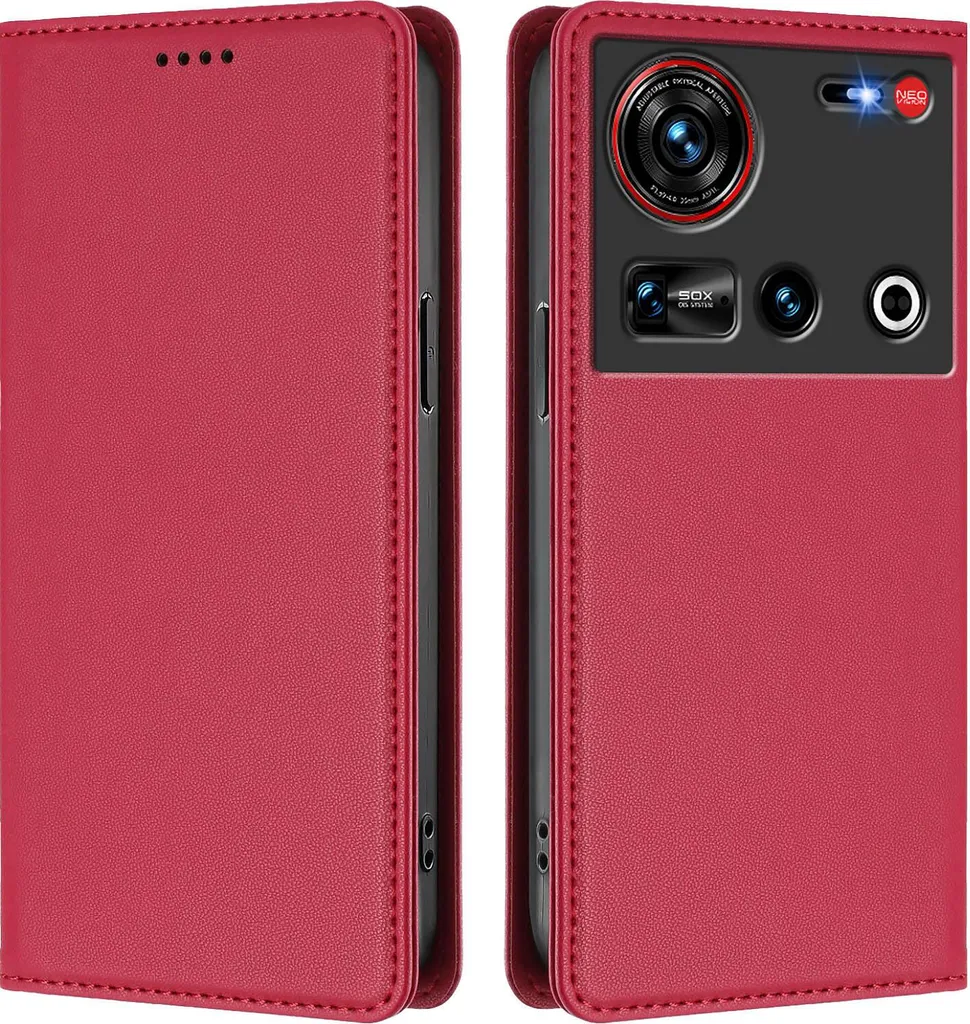 Custodia Nubia Z70 Ultra Rosso - Cover Magnetica Pelle con Supporto