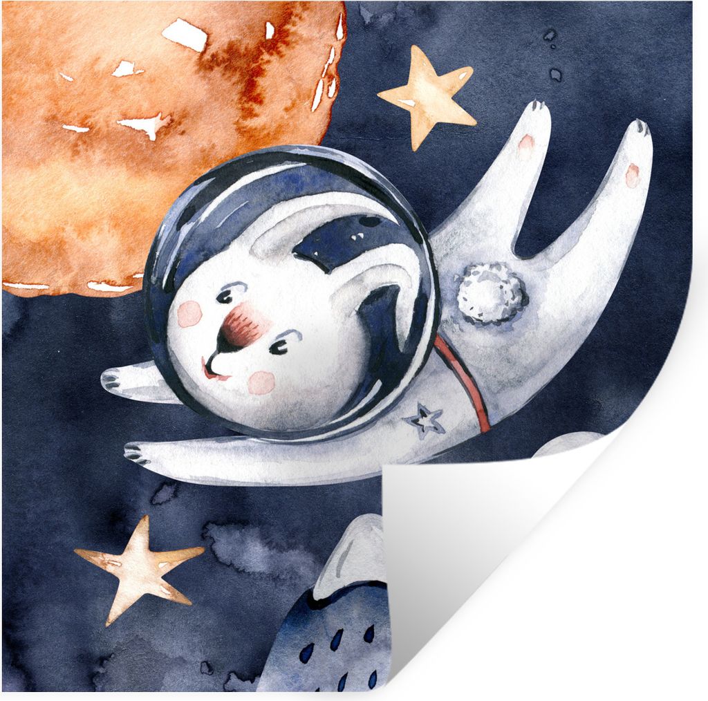 MuchoWow Wandtattoo Wandsticker Wandaufkleber Raum - Kaninchen - Sonne - Kind - Jungen - Mädchen - Kinder 100x100 cm Selbstklebend und Repositio...