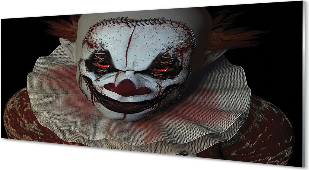 Glasbilder 125x50 Wandkunst Scary Clown