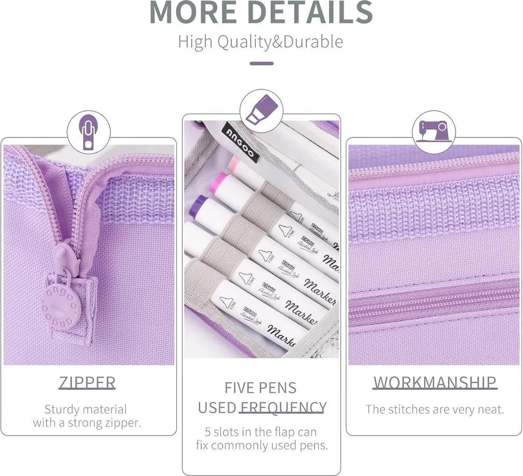Grande Trousse Multifonction Violette en Toile avec Compartiments - 5