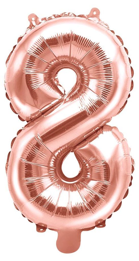 Folienballon Zahl "8" 35cm Roségold 1 Stk. Produktbild 