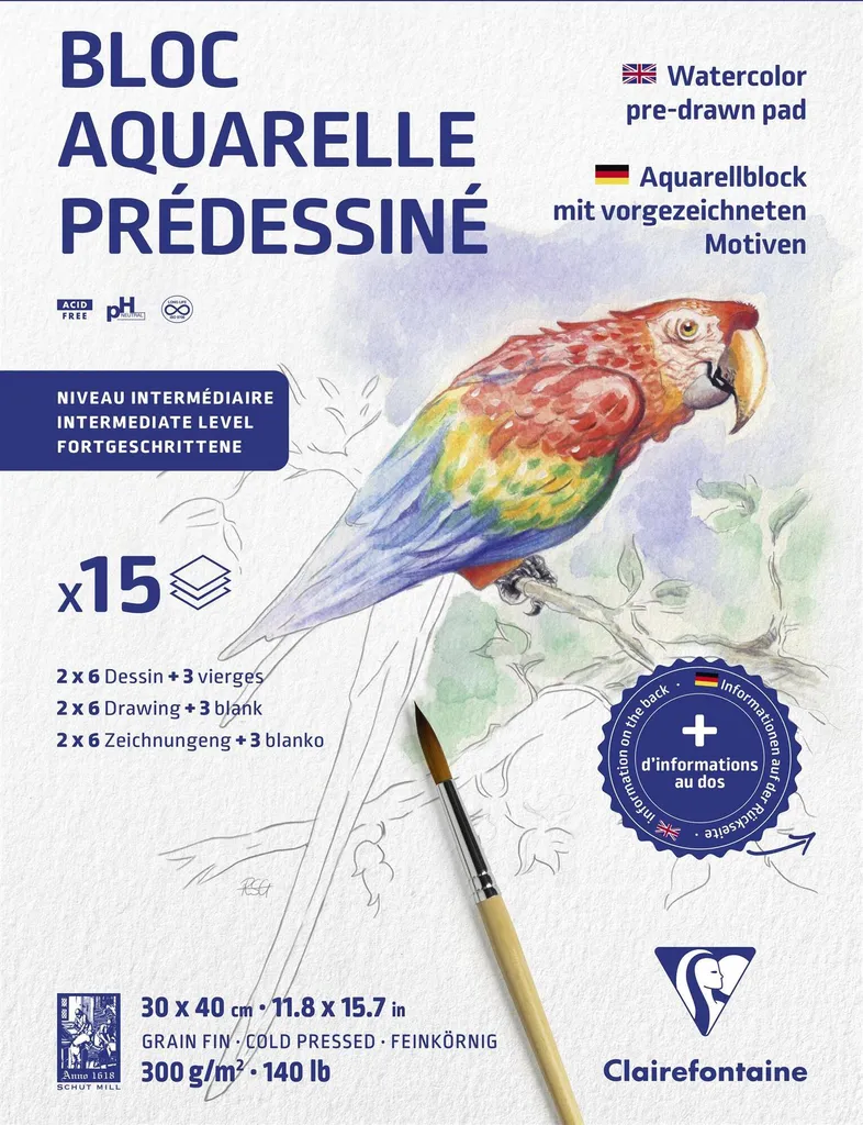 Blocco Acquerello 30x40 cm Animali 15 Fogli 300g | Album Pittura Online