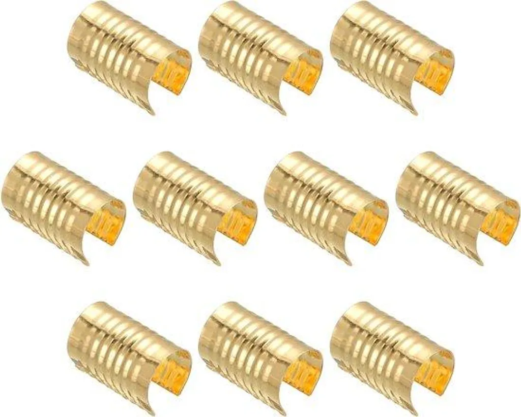 Pinces pour Fil de Cuir Noir et Doré - 120 Attaches avec Capuchon de Serrage