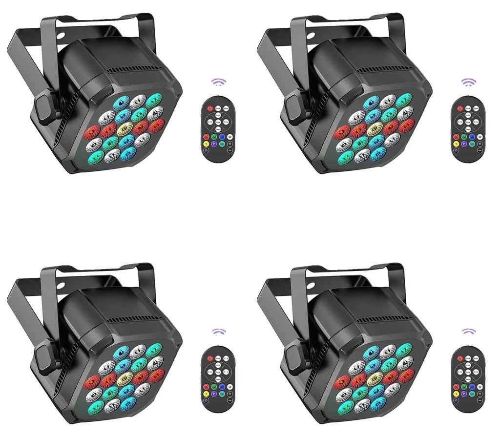Projecteur de scène pilotage DMX512 et télécommande sans fil - Pack 4PCS