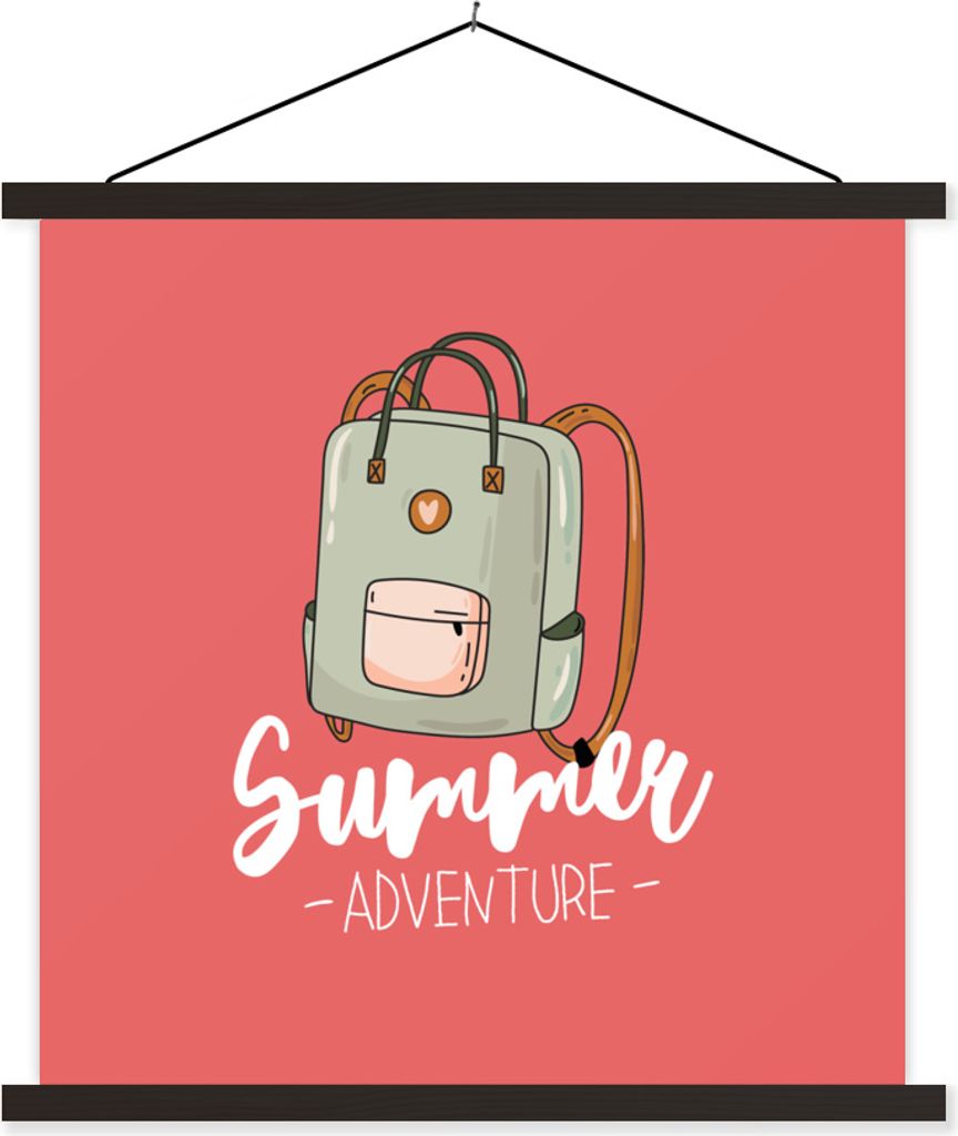 MuchoWow Textilposter Reisekoffer - Sommer - Rosa 60x60 cm mit schwarzem Rahmen - Posteraufhänger