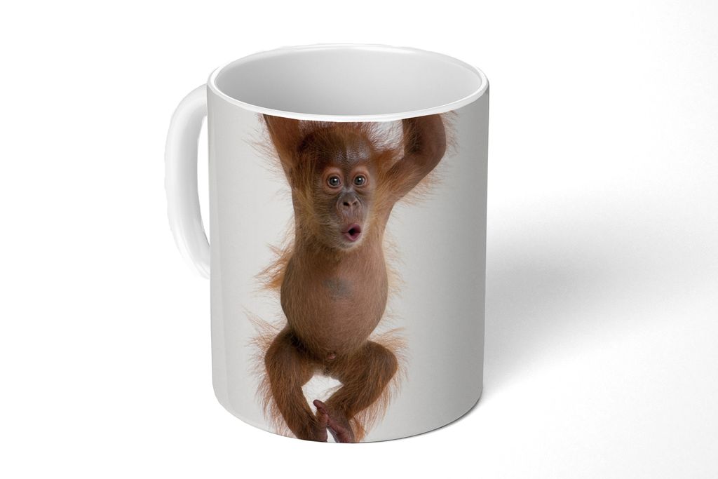 KitchenYeah Tasse Kaffeetasse Kaffeebecher 350 ml Affe - Tiere - Kinder - Orang Utan - Jungen - Mädchen Teetasse - Fototasse - Becher - Keramikb...