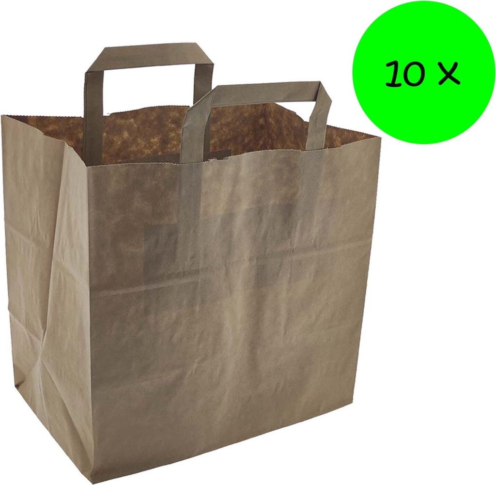 Robuste Papiertragetasche Weiß 260x170x250 mm für Einkauf & Geschenk 10er Pack