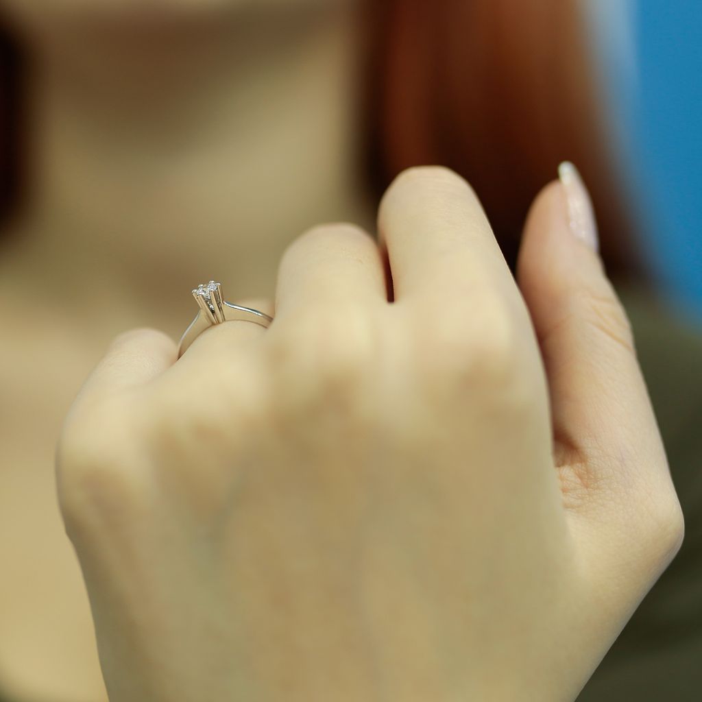 0,15 Carat Diamant Solitär Ring 14 Karat Weißgold