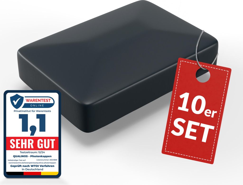 Qualinos Pfostenkappen 60x40 mm Walmdach Pyramide Anthrazit 7016 (10 Stück) – Abdeckkappen für Doppelstabmattenzaun