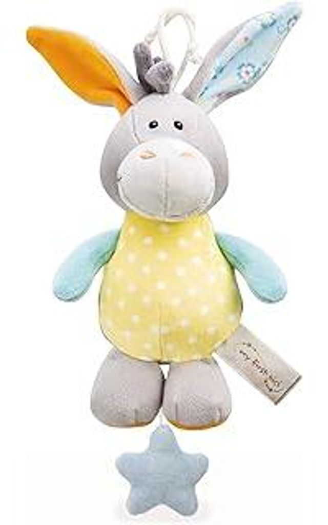 NICI Spieluhr Esel 18 cm – Baby Spielzeug aus weichem Plüsch zur Befestigung an Kinderwagen oder Babybett, niedliches Kuscheltier für Babys & K...