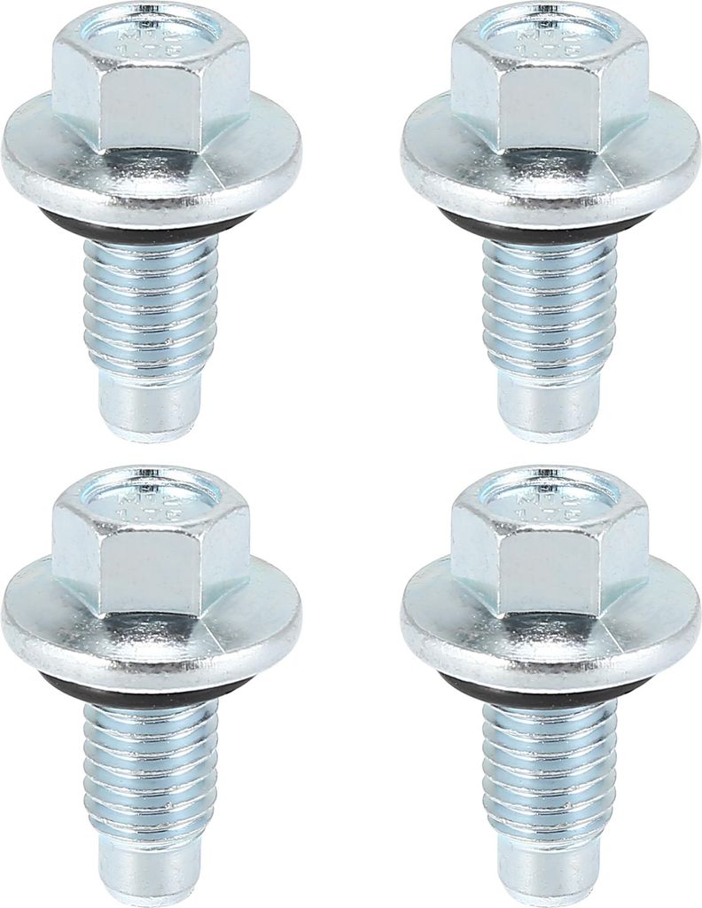 4 Stück M12 x 1,75 Stahl Motorölablassschraube mit Dichtungsring für Buick, silberfarben