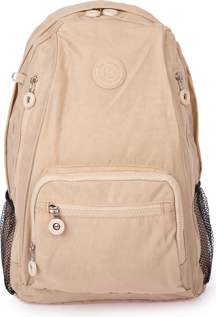 Bag Street Leicht Wanderrucksack Rucksack Damen Herren Crinkle-Nylon Hellbeige