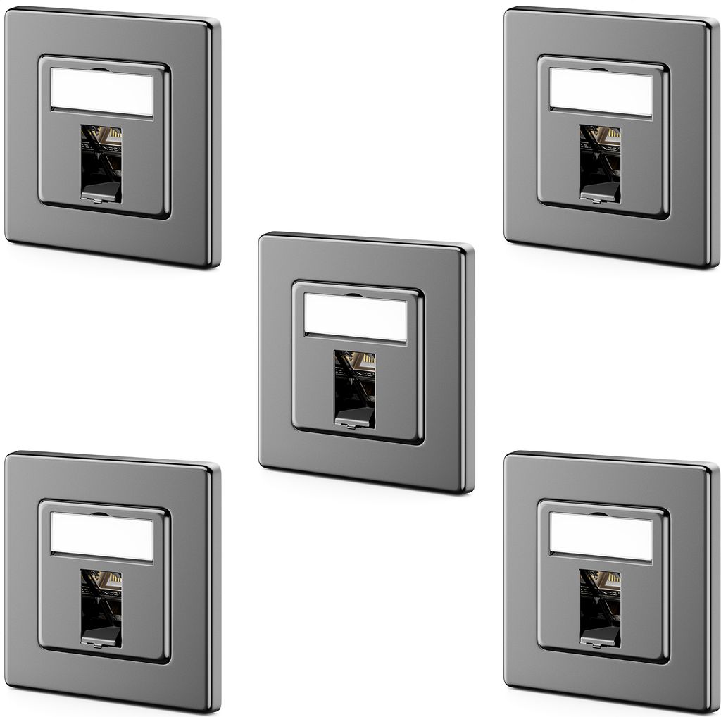 deleyCON 5x CAT7 Netzwerkdose 1 Port LAN Dose Anschlussdose Datendose Unterputzdose + 5x CAT 7 Keystone Modul 45° Gewinkelter Auslass RJ45 DSL Net...