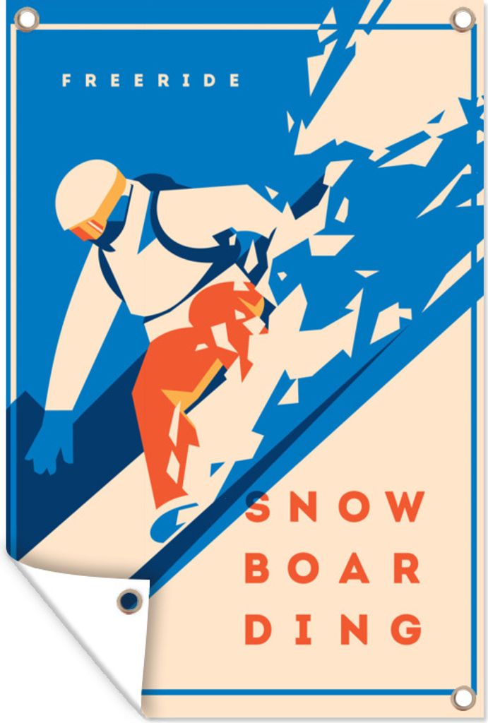MuchoWow 80x120 cm Outdoor-Poster Gartendeko Sichtschutz Garten Poster für den Garten Sprichwörter - Wintersport - 'Freeride Snowboarding' - Zi...