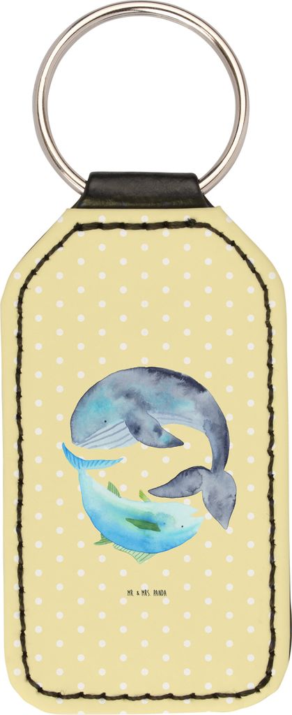 Mr. & Mrs. Panda Schlüsselanhänger Walfisch Thunfisch - Gelb Pastell - Geschenk, Spruch Des Tages, Tunfisch, schlüssel anhänger, schlüsselbund...